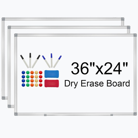 H-Qprobd 3' x 2' Whiteboard Dry Erase White Board for Wall 36x24 (3pcs) Magnetic Boards for Office Classroom & Home, Small Wall Whiteboard Including 6 Markers, 20 Magnets, 2 Erasers