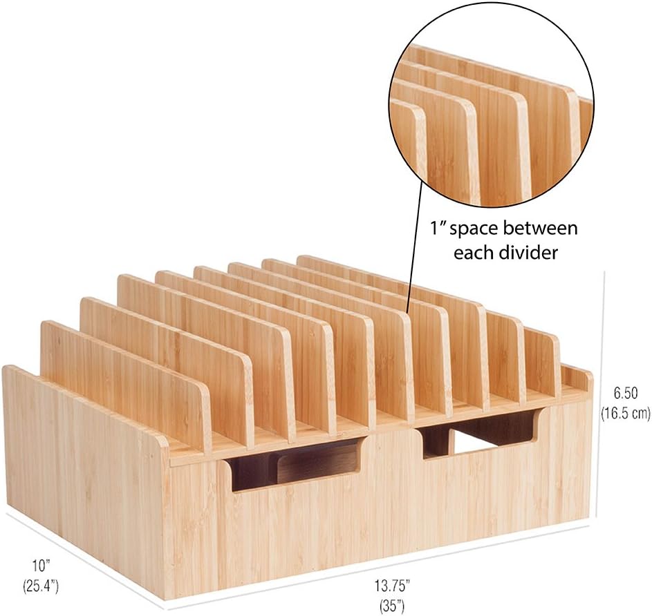 MobileVision 10-Port Bamboo Charging Station Includes 2 Powermod 6 USB Port Chargers for Smartphones & Tablets