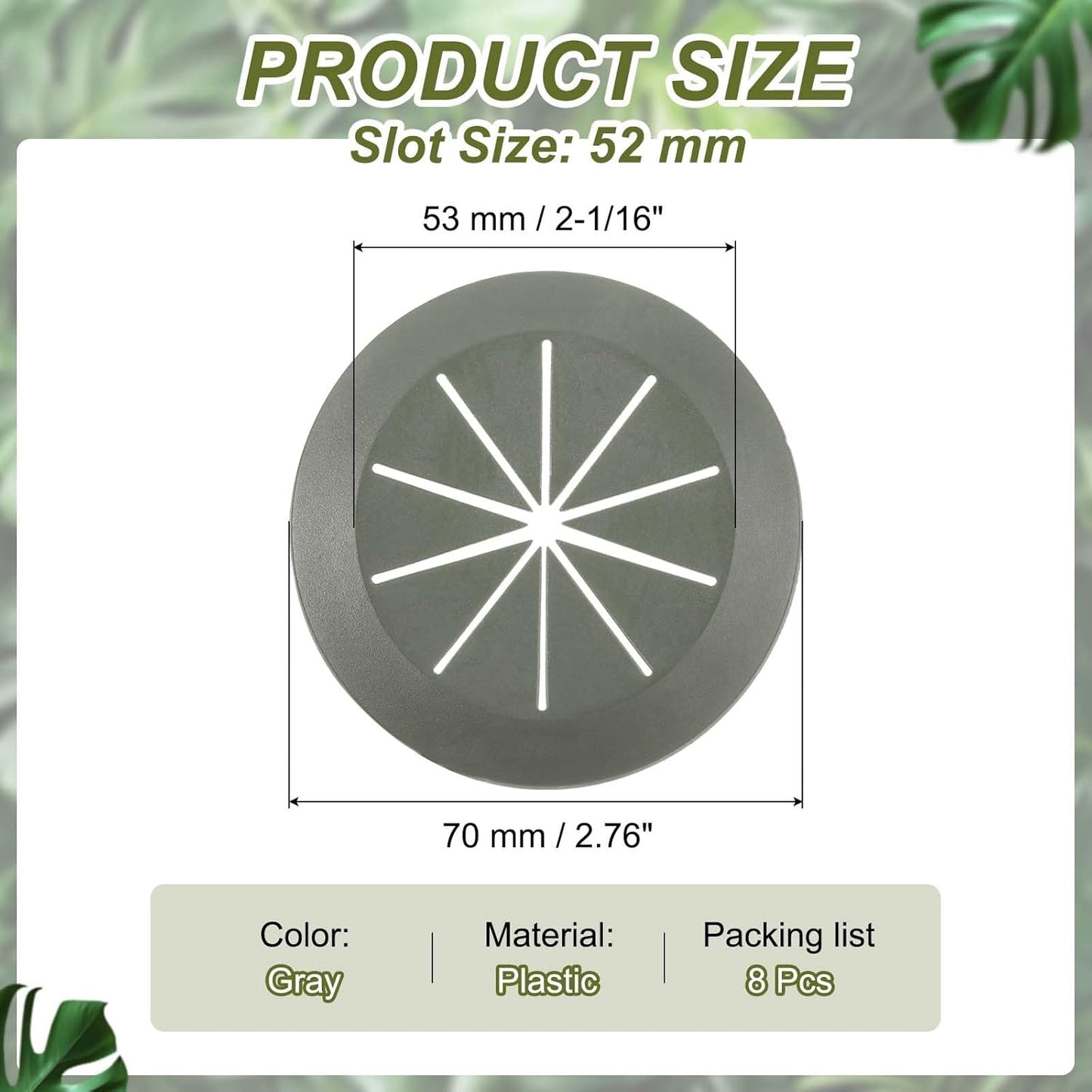 PATIKIL Desk Grommet 2-1/16", 8 Pcs Round Cable Grommet Cord Hole Cover with Adhesive Tape Flexible Table Wire Organizer for Office Home Table Countertop, Gray