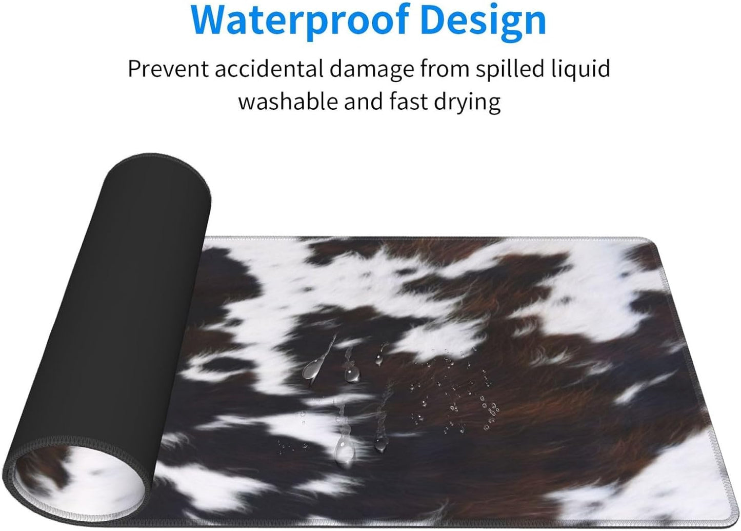 Gaming Mouse Pad, Large Non-Slip Rubber Base Mousepad, Keyboard Mouse Mat, Desk Pad with Stitched Edges, 31.5x11.8inch, Cowhide-Textured Pattern