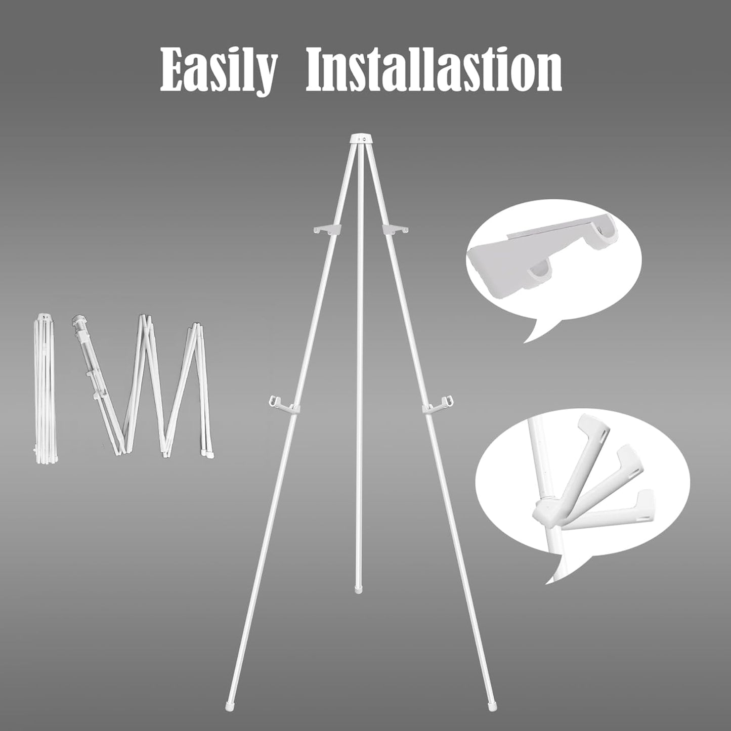 Basic White Easel for Wedding Signs,Adjustable Height Floor Easel Stand for Display Posters Tripod Base,Hold Lightweight Arts Indoor use,Supports 4lbs,1Pack