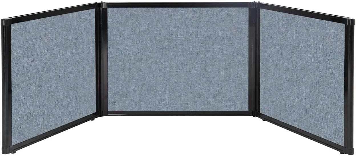 Versare Folding Tabletop Display | 3-Panel Partition | Lightweight Portable Workspace Divider | Powder Blue 99" x 24"