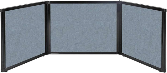Versare Folding Tabletop Display | 3-Panel Partition | Lightweight Portable Workspace Divider | Powder Blue 99" x 24"