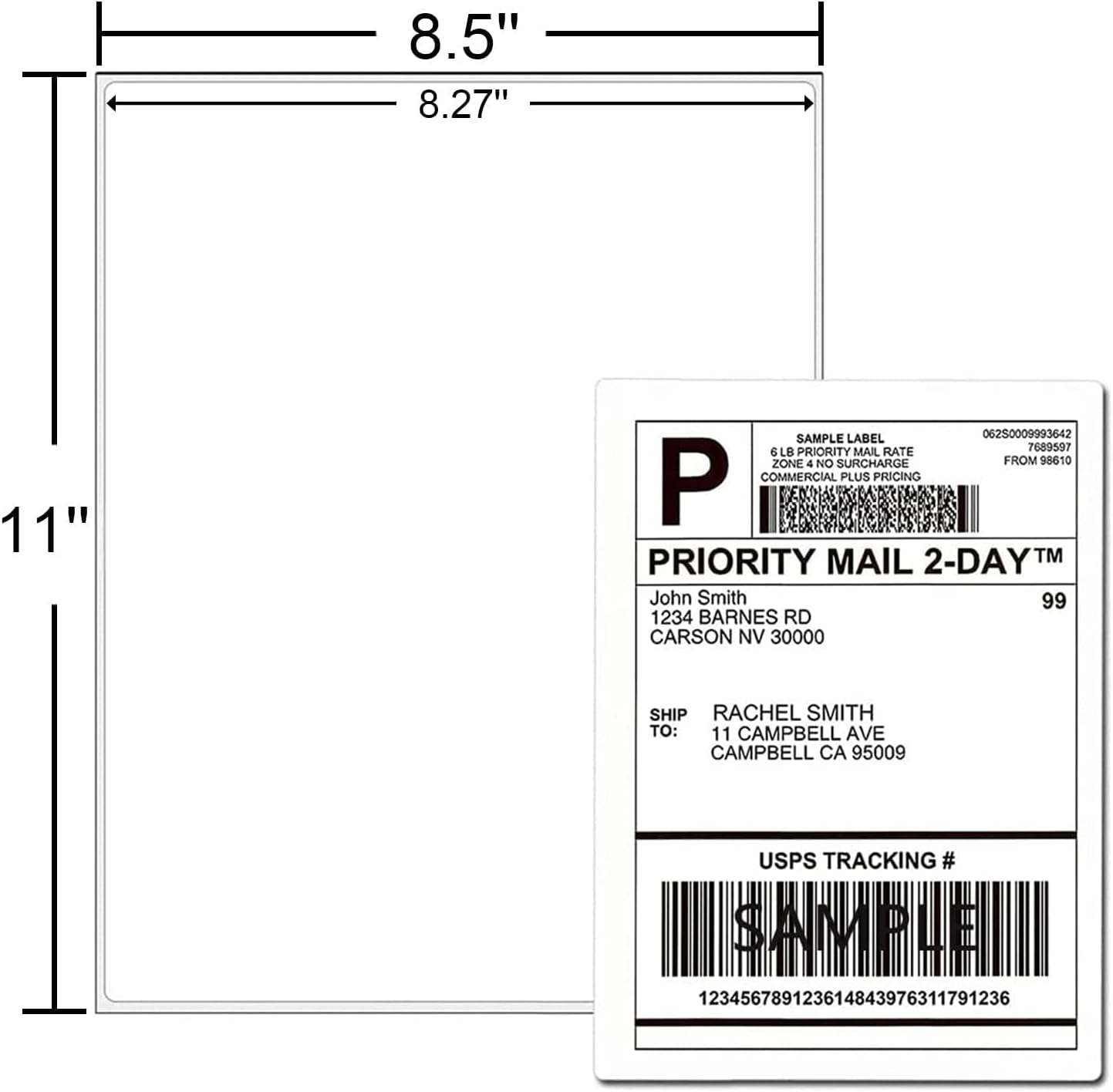 Full Sheet Labels 8.5 X 11, White Matte Sticker Paper, Laser/Inkjet Printing, 2000 Sheets, 2000 Labels, 1 Up Shipping Mailing Address Storage Bin Labels Stickers 8-1/2" x 11"