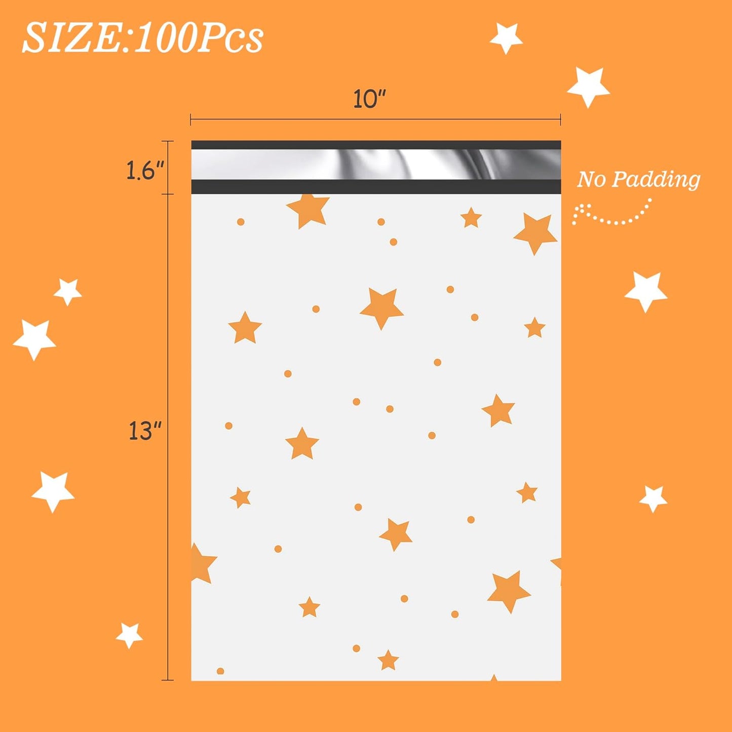 Thank You Poly Mailers 10x13 Inch 100 Pcs - Pentagram printed Shipping Bags, 2.4mil Thickness, Waterproof and Tear Resistant Mailing Envelopes, Self-Sealing Packaging Bags for Small Business