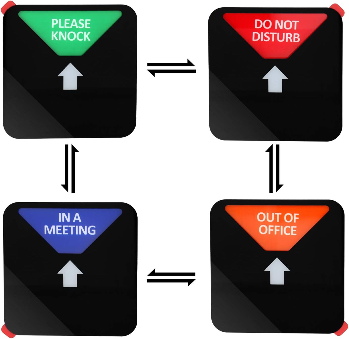 Kichwit Privacy Sign - Do Not Disturb, Out of Office, Please Knock, In a Meeting, Conference - for Offices, Squared Shaped, 4.9 Inch, Black