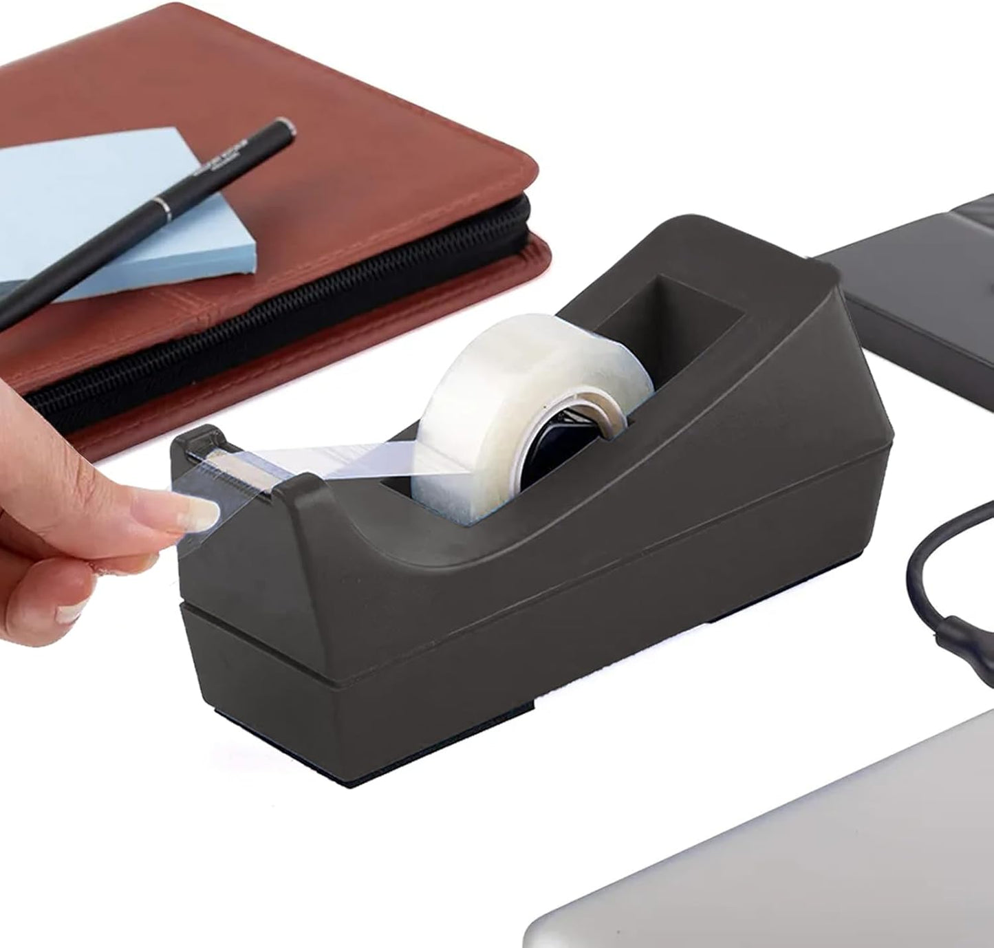 Transparent Tape with Dispenser 10 Pack Tape Dispensers Desk unweighted Non Skid Base Desktop Dispenser Bulk for Office Home School