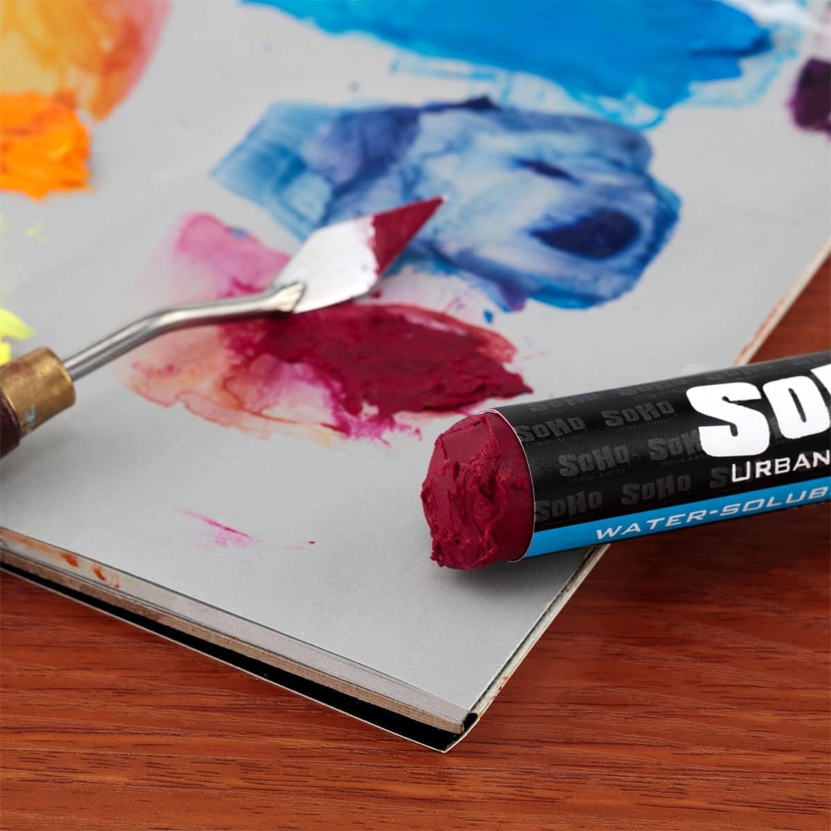 Soho Urban Artist Water Soluble Oil Sticks for Artists – Set of 24 + Blender Oil Paint Stick - 37 ml - No Brushes or Solvents Needed, Paint Any Primed Surface, Water Clean-Up, Non-Toxic, 4.8 x 0.78