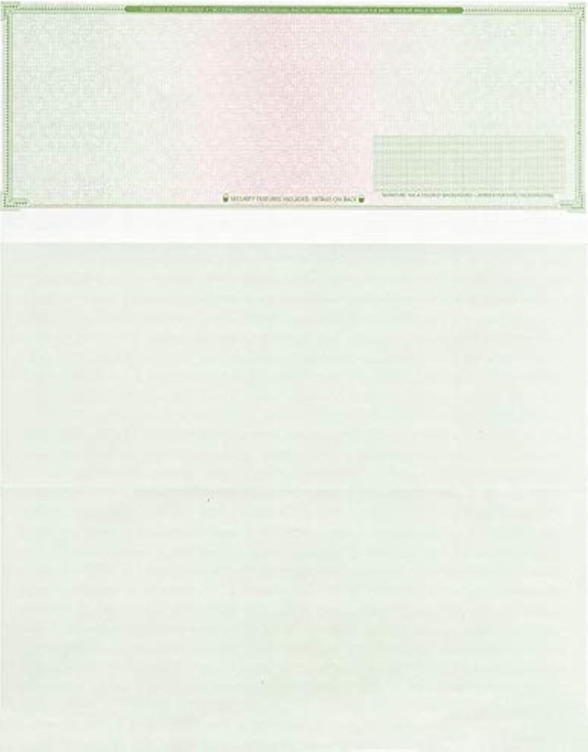 2000 Blank Check Stock - Check on Top Mazed - Paper Weight # 70"High Security" Check Paper Green/Red Mazed