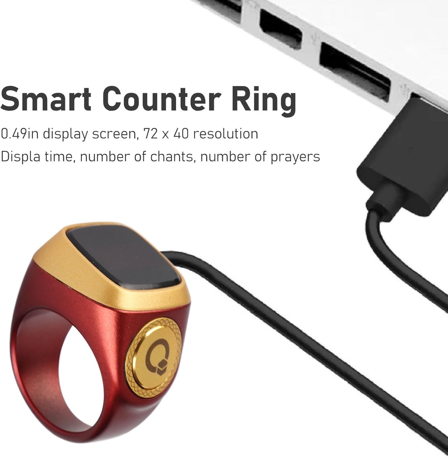 Finger Tally Counter, 20mm Rechargeable Tally Counter Ring BT5.1 Handheld Number Click Counter CNC Button Digital Finger Counter Support APP with 0.49in Screen (Brown)