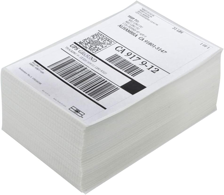 4x6 Thermal Labels, Shipping Labels with Perforated Line, Commercial Grade Thermal Shipping Label Paper, Pack of 500
