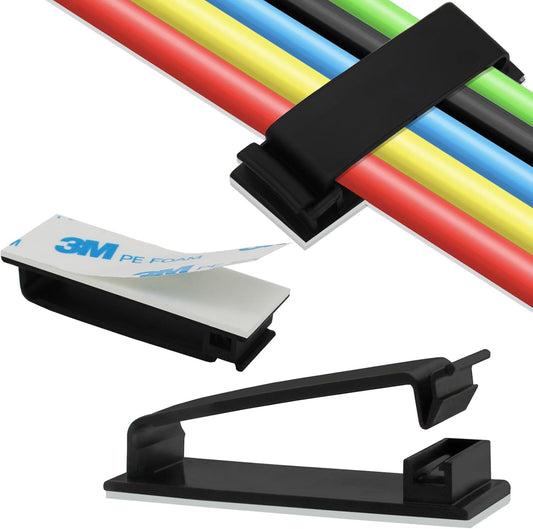 Cable Management Clips, Self Adhesive Cord Organizer Large Wire Clips Cord Holder for Under Desk Nightstand TV PC Ethernet Cables 10 PCS