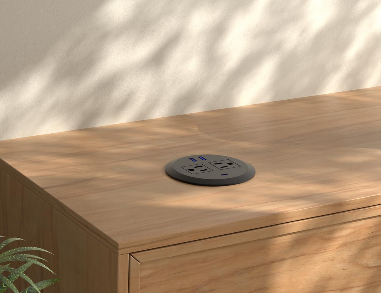 3 Inch Power Grommet,10ft Cord,20W USB C Fast Charging Station,3 USB Ports,Flush Mount.Round Recessed Power Center Desk Hole Grommet Outlet for Workspace,Couch,Black