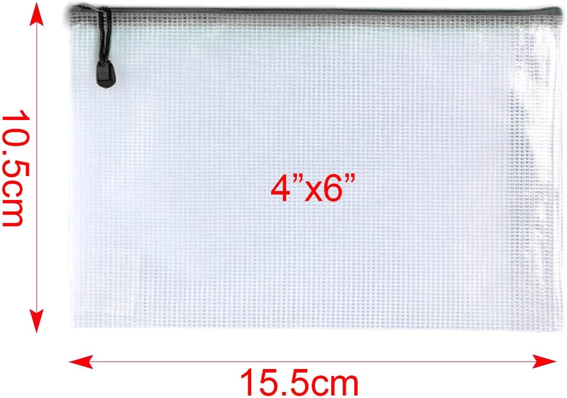 Oaimyy-16Pcs,4" x 6"-Plastic Mesh Zipper Pouch Document Folders Bag Zipper Zip File Folders for Puzzles Games,Board Game Organization,Organizing Classroom Office Storage-Multicolor