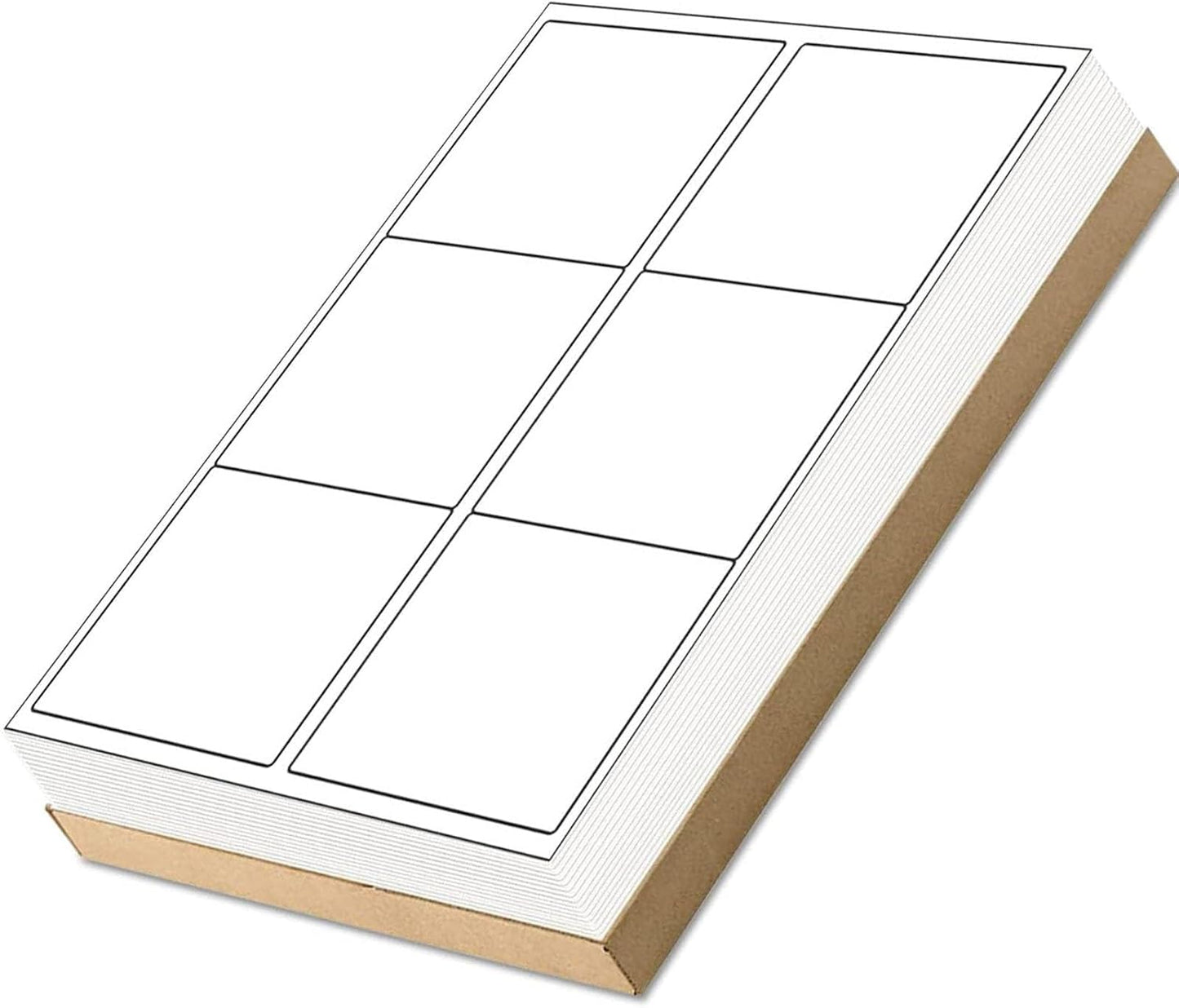 6-Up White Permanent Self Adhesive Shipping Labels 3 1/3” x 4” Printable Stickers for Laser & Inkjet Printers - 3000 Sheets - 18000 Count Labels