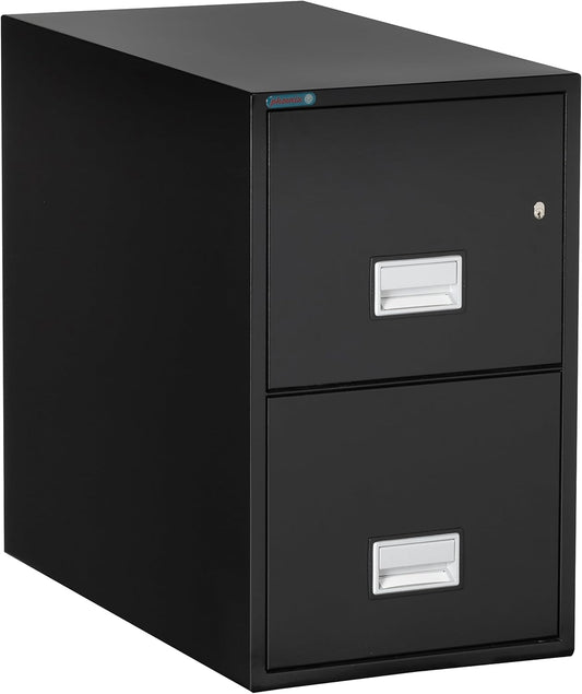 31 inch 2-Drawer Vertical Fireproof File Cabinet – Letter Size Filing – Key Lock – Water Resistant Seal – Fire and Impact Rated – Black Finish – Model LTR2W31B