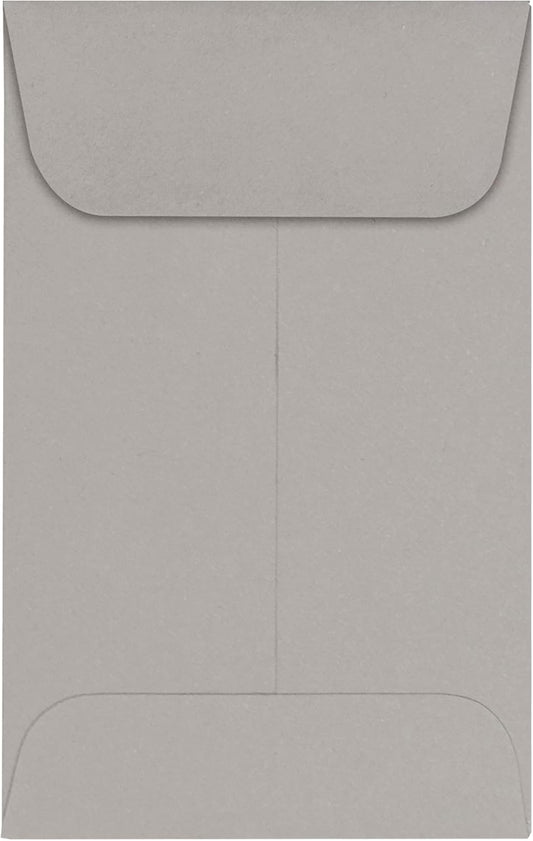 LUXPaper #1 Coin Envelopes | 2 1/4" x 3 1/2" | Gray Wove | 28lb. Text | 50 Qty