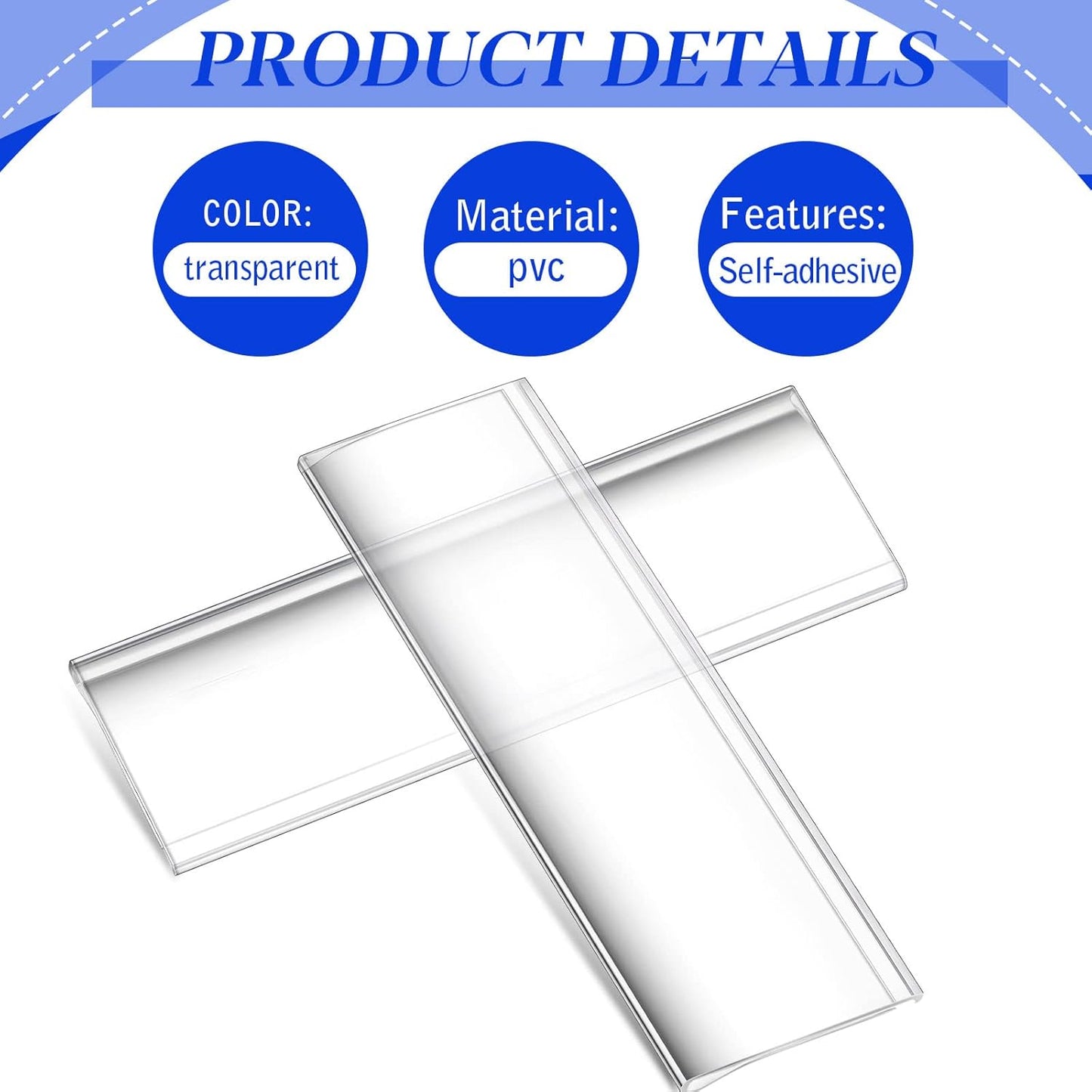 Yexiya 300 Pieces 3 x 1 Inch Self Adhesive Label Holders with Paper Label Inserts Clear Shelf Tag Label Holders Plastic Price Tag Holder for Supermarket Library Bookshelves Mailbox Storage Bins