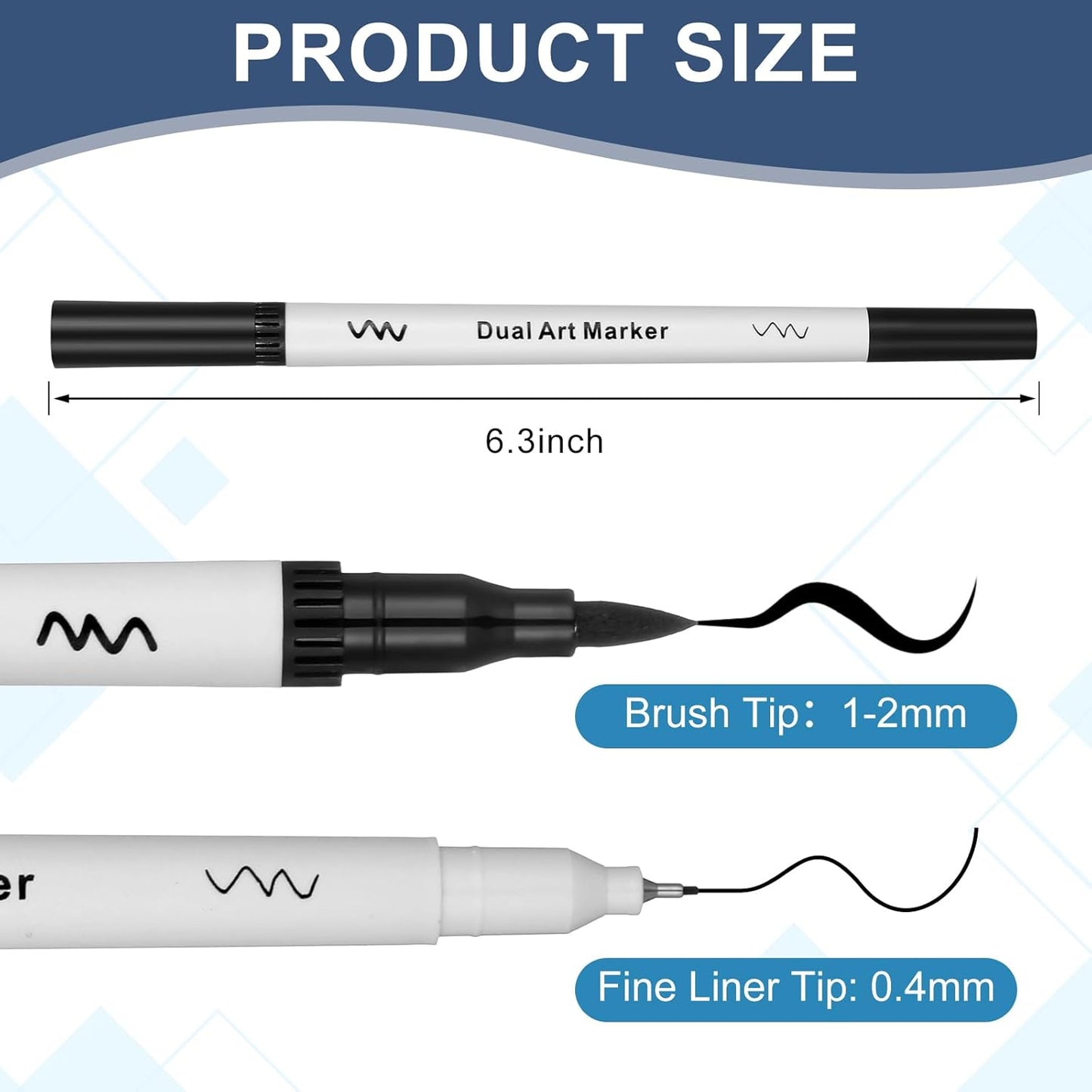 150 Pcs Black Drawing Pens Bulk Dual Brush Fineliners Pens Felt Tip Markers for Art Drawing Sketching