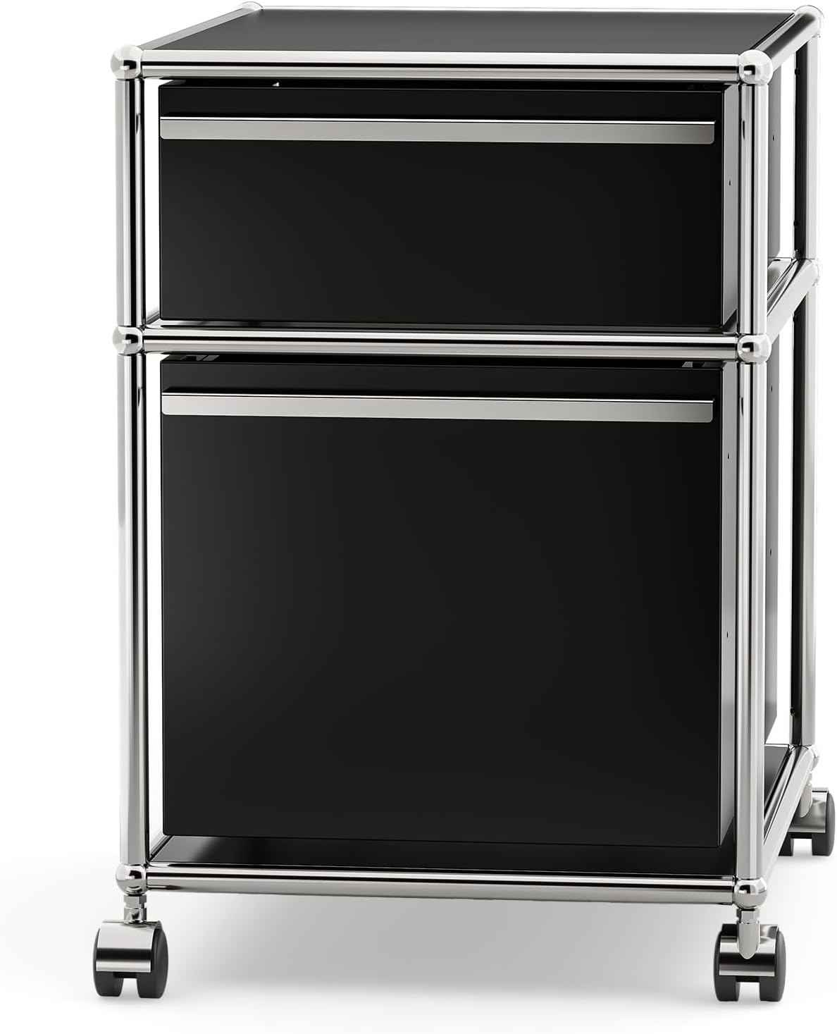 Steel Mobile File Cabinet for Office & Home with 360° Silent Wheels, Smooth Drawer Slides, Large Capacity, Waterproof and Rust-Proof, Stylish & Durable Storage Cabinet (2 Drawer, Black)