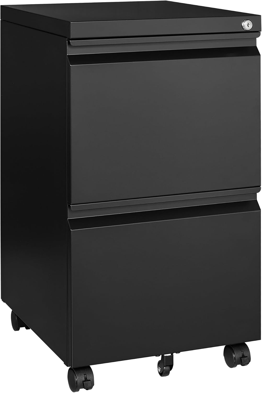 Letaya Mobile File Cabinet with Lock,2 Drawer Under Desk Metal Rolling Filing Cabinets for Home Office Organizer Letters/Legal/A4(Fully Assembled-Black)