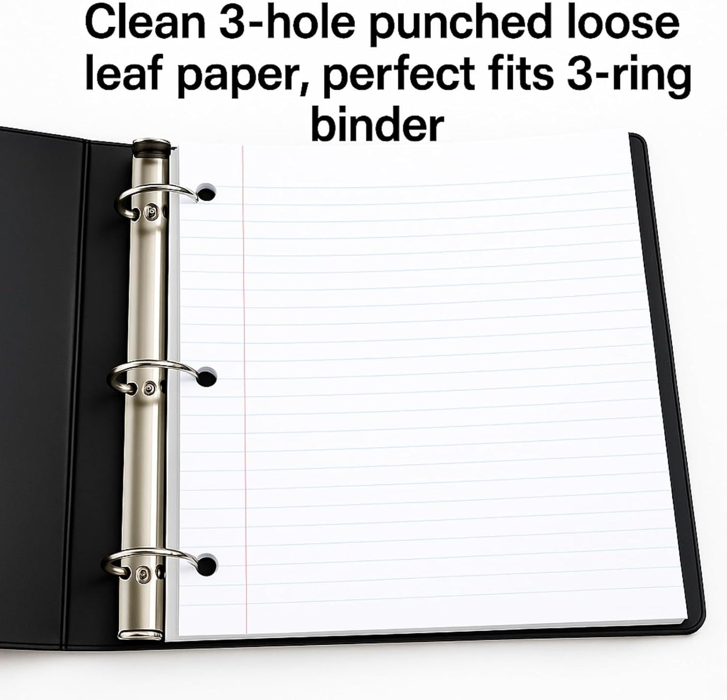 Loose Leaf Notebook Paper, 8"x10-1/2" Wide Ruled Lined Paper, Bulk Filler Paper, 3 Hole Punched For 3 Ring Binder, 150 Sheets/Pack, 24PK Per Carton, 3600 Sheets, Made In USA