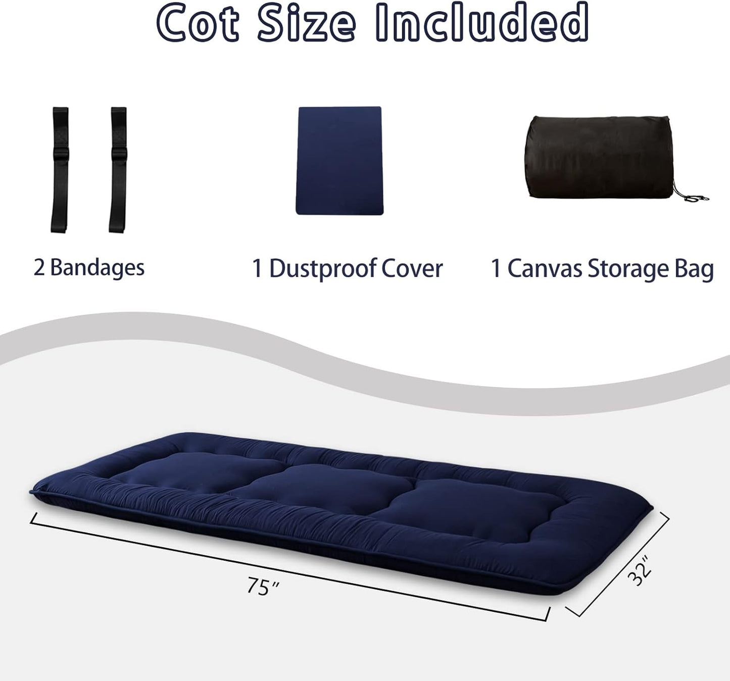 MAXYOYO Cot Japanese Floor Futon Mattress, Single Size Tatami Mat Sleeping Pad Foldable Roll Up Boys Girls Narrow Mattress Kids Lounger Pillow Bed
