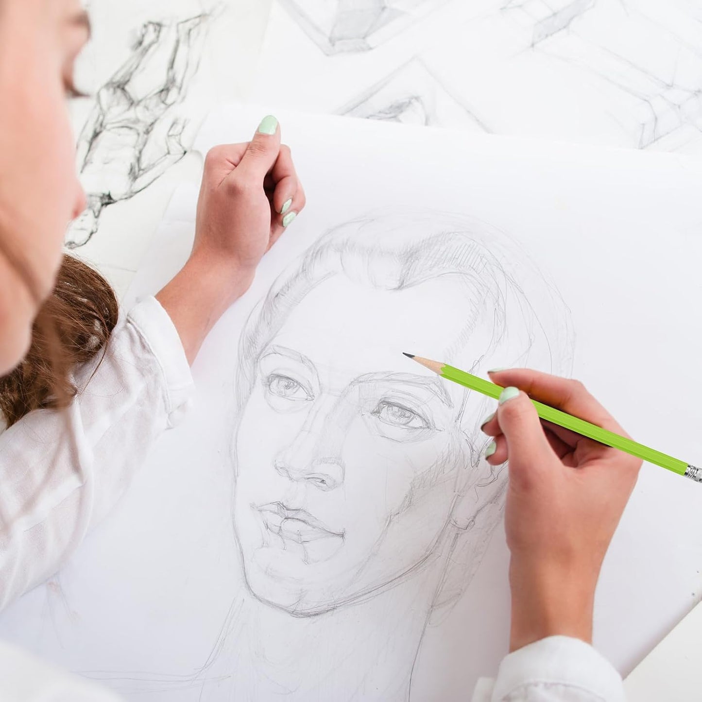 TecUnite 60 Pcs HB Pencils #2 Unsharpened Wood Cased Pencils with Eraser Hexagonal Pencil Cute Graphite No 2 Pen for Adults Gifts Exam School Office Sketching Learning(Purple Orange, Silver)