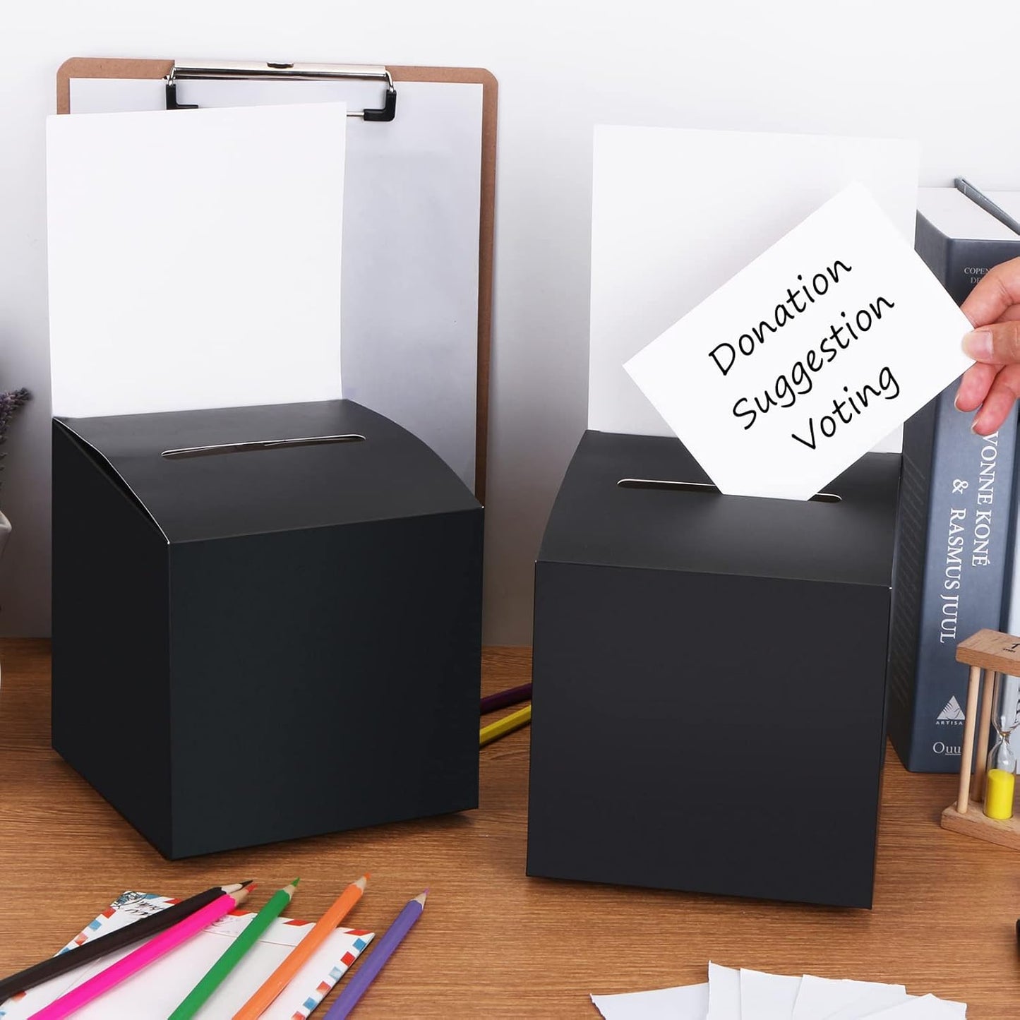 12 Pack Raffle Box Donation Box for Fundraising, Ballot Cardboard Boxes with Slot for Ticket and Removable Header Charity for Collecting Business Card Voting Contes, 6 x 6 x 6 Inch