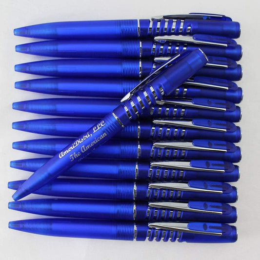 ezpencils - Personalized - Smoke Blue body with a Spiral like Clicker, Silver Accents - Twister Pens - Free Personalization
