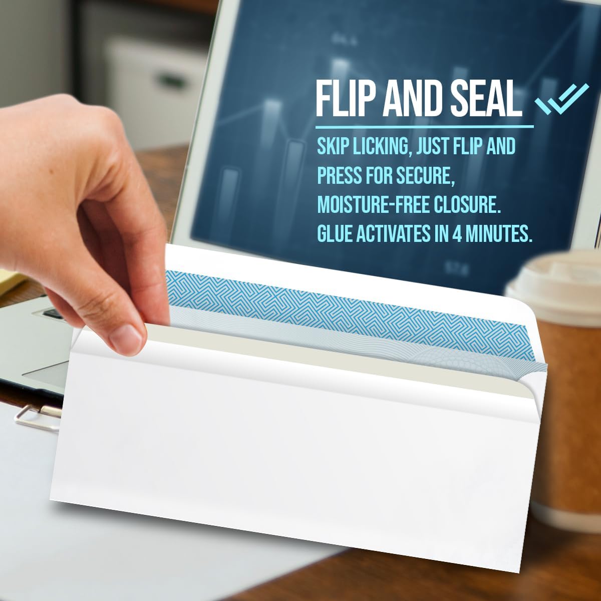 Compuchecks Double Window Envelopes #10- Flip and Seal Flap, Security Business Mailing Envelopes - Tamper Evident, Security Tint - 50 Count – For Invoices and Legal Documents