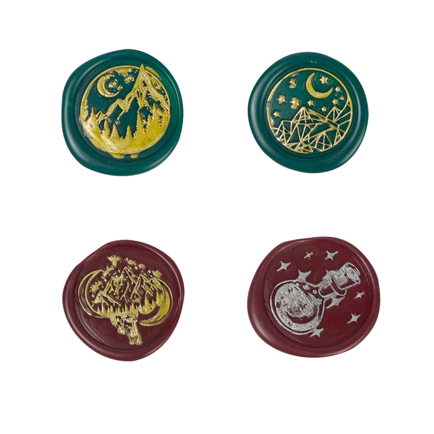 Moon Wax Seal Stamp Set with 4 PCS Removable Brass Heads and 1 Wooden Handle, Star Moon Sealing Wax Stamp for Cards Invitations