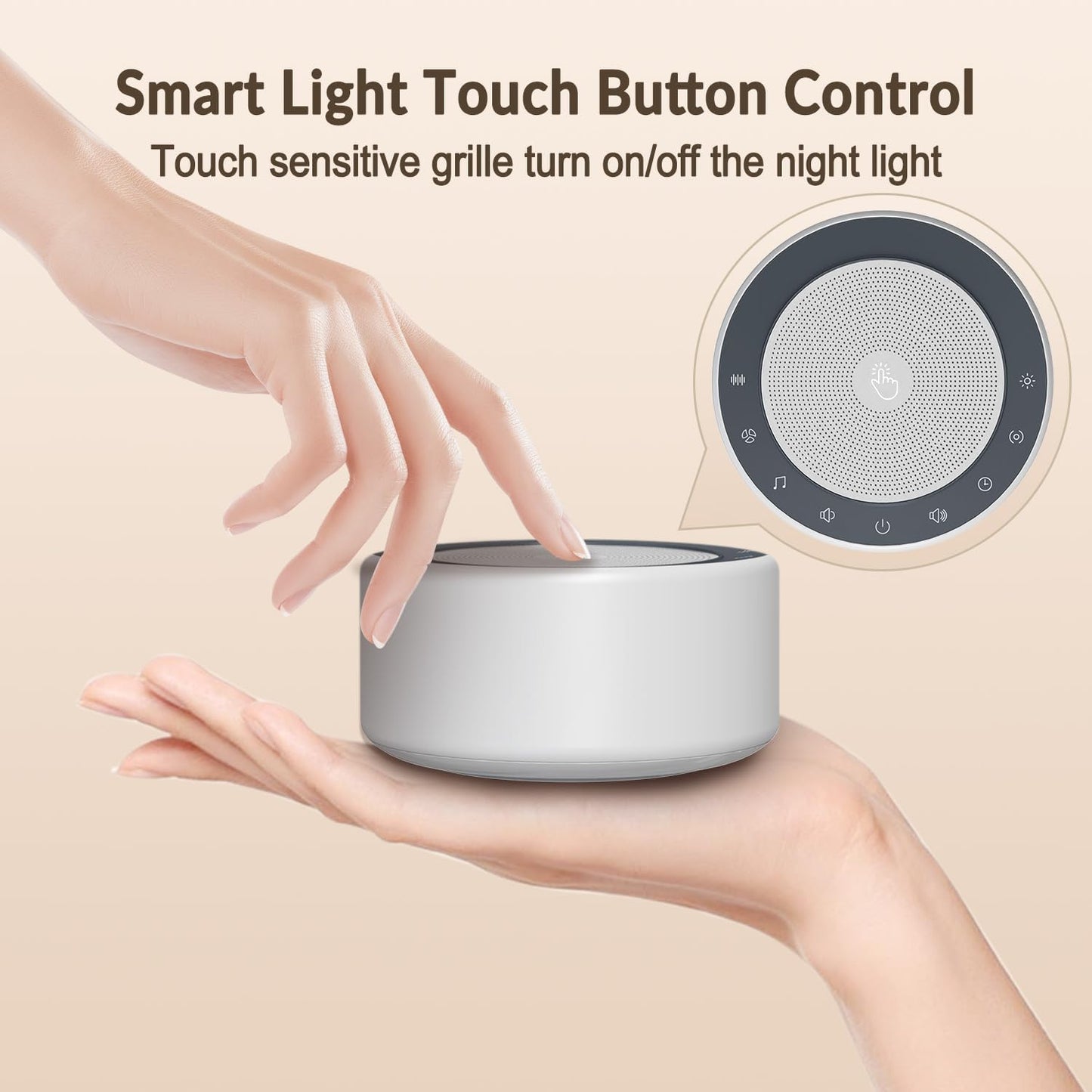 Nursery Lamp with Sound Machine, Mood Lighting, 7 Colors Night Light, 30 Soothing Sounds, White Noises for Baby, Adults. Timer, Plug in, Memory Function, Touch Control