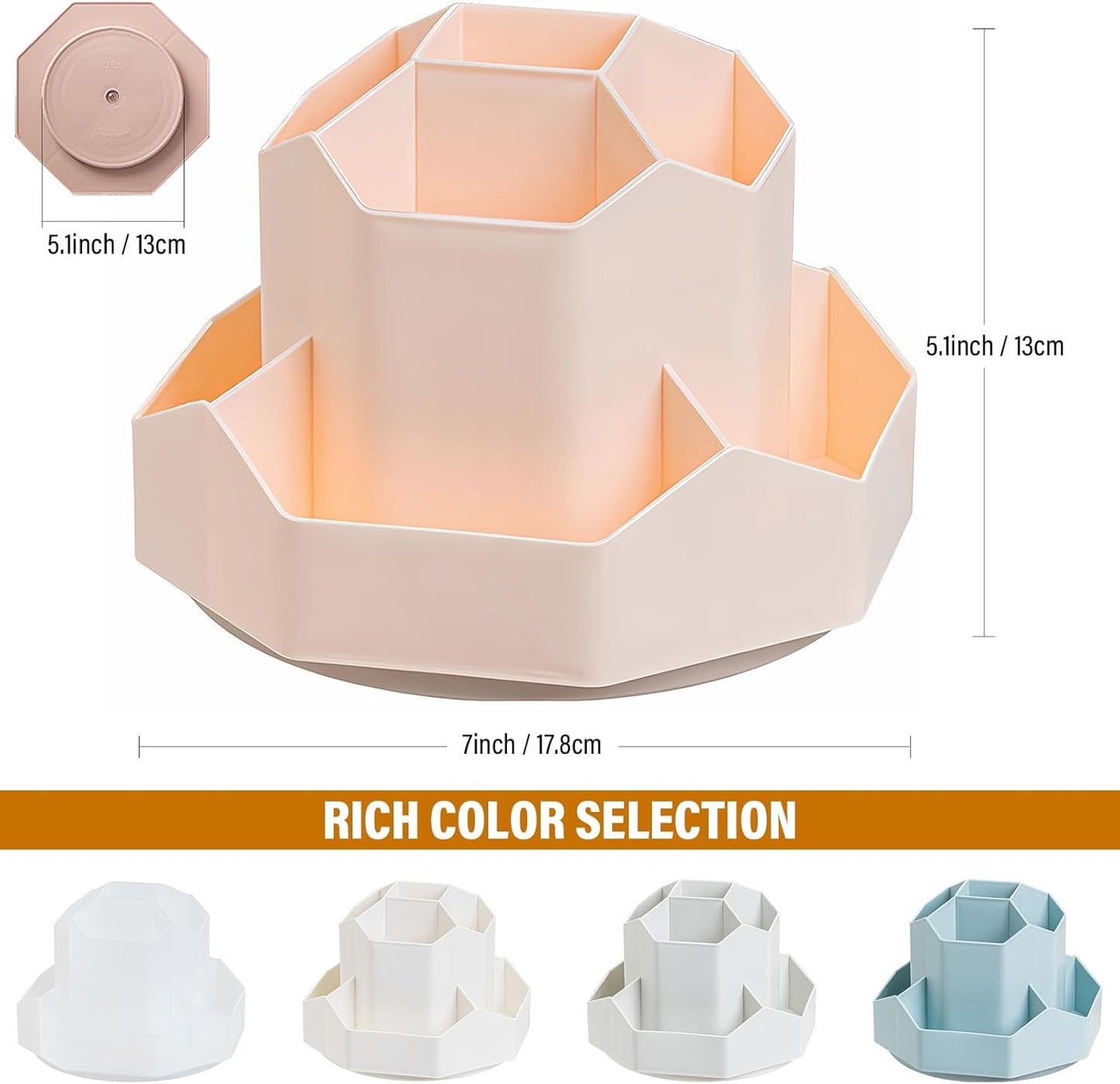 360 Degree Rotation Pen Holder,9 Slots Pencil Holder for Desk,Desk Organizer,Desk Accessories & Workspace Organizers,Apply Office, School, Home（Pink