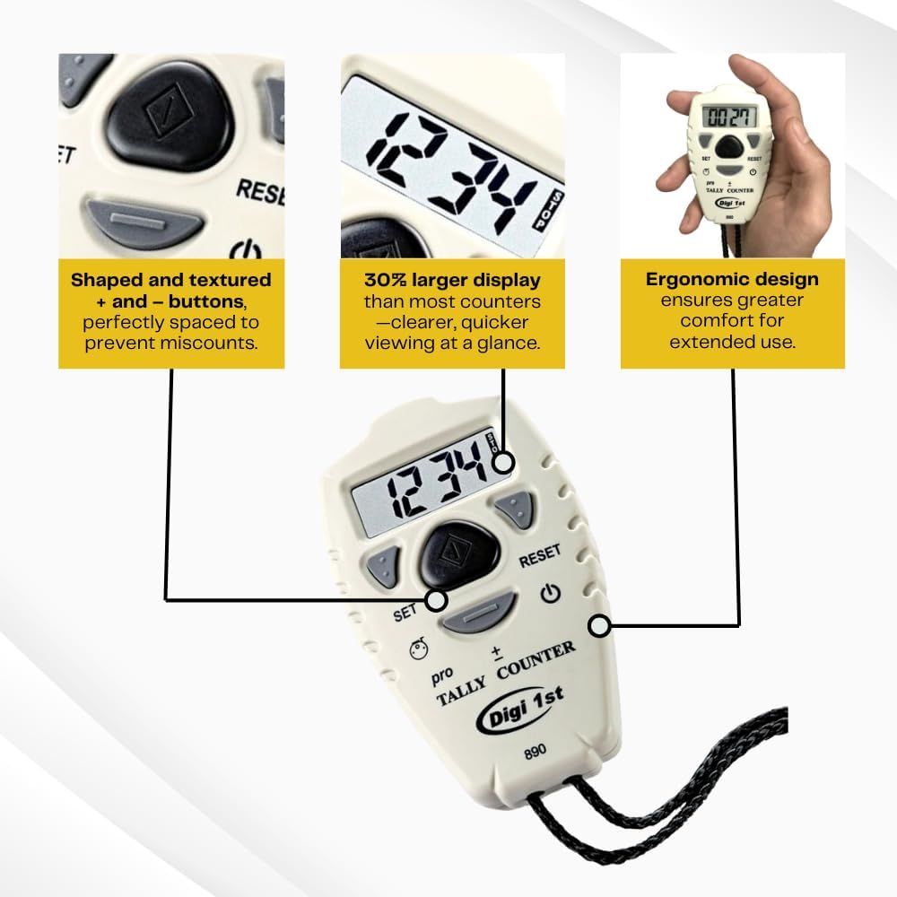 TC-890 Digital Tally Counter, Electronic Up Down Clicker Counter, Add/Subtract People Counter, Handheld Pitch Counter for Golf, Lap & Knitting (2-Pack)
