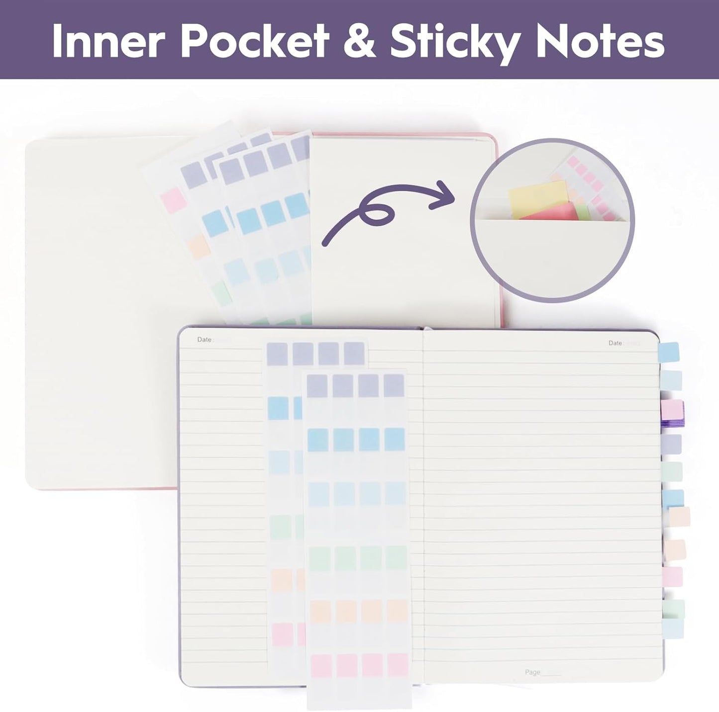 A5 Lined Journal Notebooks for Work, 192 Pages, Medium 5.7 x 8.3inch, College Ruled, Vegan Leather Hardcover Journals for Women Men,8 Pack