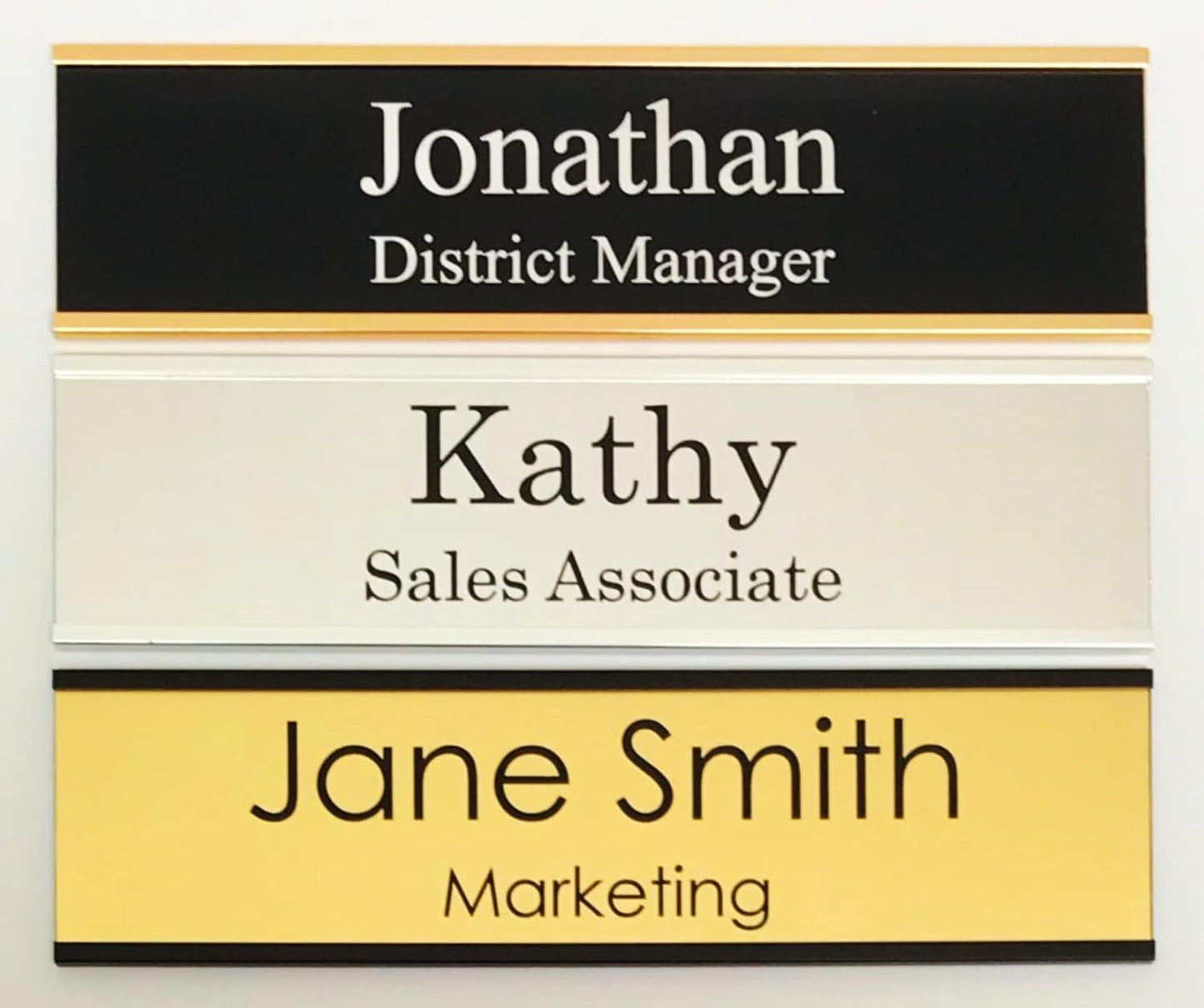 Office Desk Name Plate or Wall/Door Sign - 2x8 or 2x10 - Laser Engraved Sign - CUSTOMIZE. Holder available. Available in 21 colors and 17 fonts. Great gift idea - 1 Tag