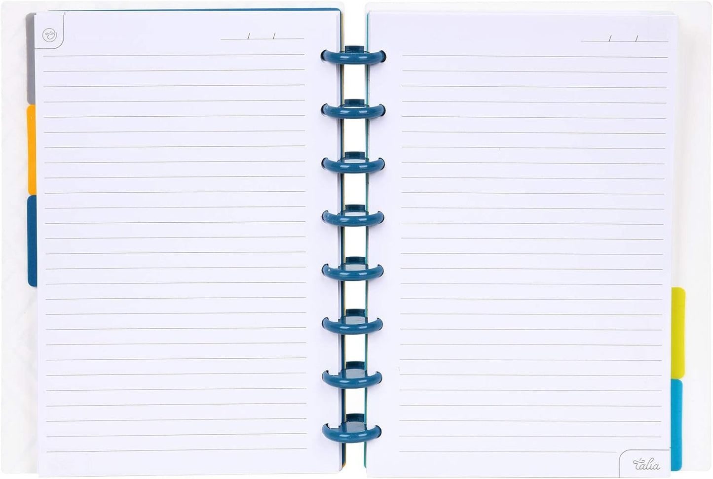 Talia Discbound Notebooks, Planner, Customizable, (xZiggity Zag w/deep Lake Blue Discs, Junior (5.5in x 8.5in))