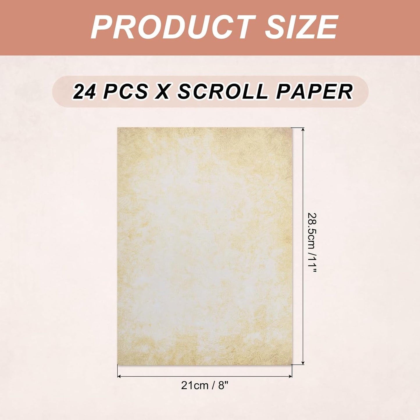 MECCANIXITY 24 Sheets Vintage Cotton Paper Printer Edge Paper Thick 120 GSM, Classic for Letter Writing, Invitations, Wedding-8 x 11 Inch,Soft Beige