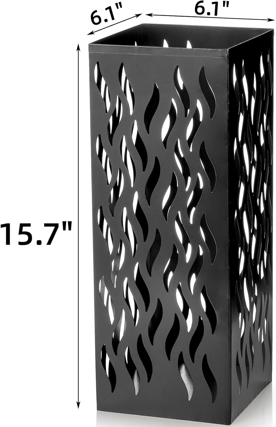 Metal Umbrella Holder, Heavy Square Canes Walking Sticks Stand Rack, Freestanding Rain Collection Umbrella Organizer, Black Umbrella Storage Bin for Entryway, Home, Office, 6.1"x6.1"x15.7"