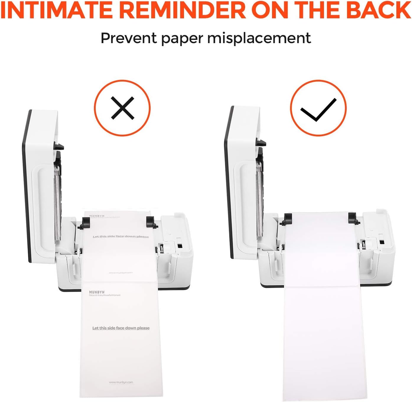 MUNBYN 4x6 Inch Direct Thermal Labels, 1000 Labels/2 Stacks(500 Pcs per Stack), Fanfold Shipping Label Paper for Thermal Printers, Permanent Adhesive Mailing Postage Labels for Shipping Packages