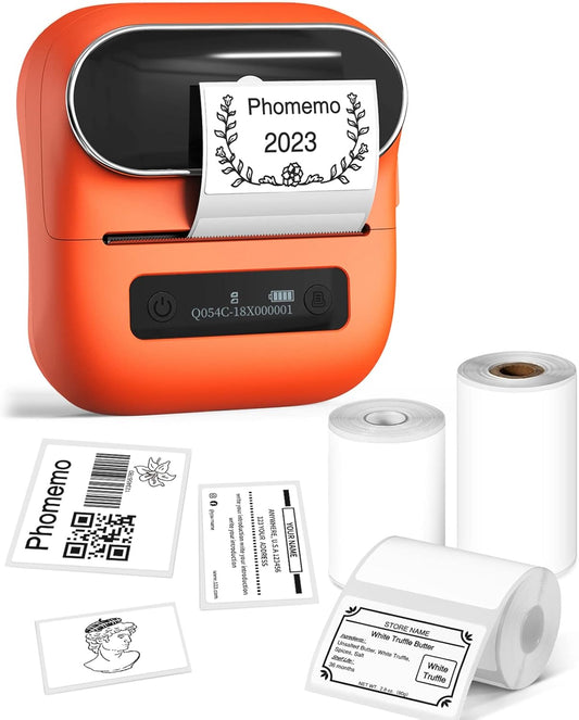 Phomemo M220 Label Maker, New Flagship Barcode Printer, 3.14 '' Bluetooth Thermal Label Printer, for Address, Mailing, Files,Small Printer Compatible with Android, iOS,with 3 Label, 80mm