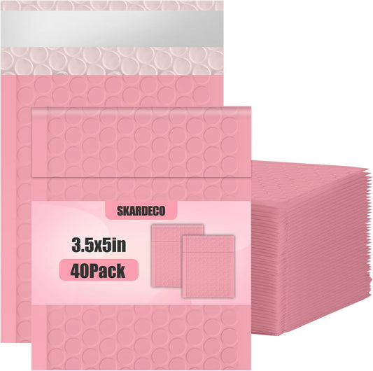 Bubble Mailers 3.5x5 inch 40Pack Pink Bubble Mailers Self-Seal Padded Mailing Envelopes Bubble Opaque Padded Mailer for Small Businesses to Package and Mail Jewelry Cosmetics#0000