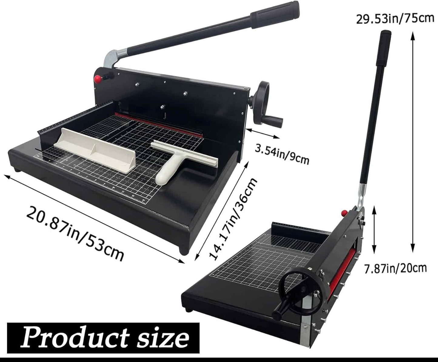 Heavy Duty 12.2" A4 Size Stack Paper Cutter, Manual Paper Cutting Machine with a Safety Lock, Stack Paper Trimmer, White or Black, All Steel Base