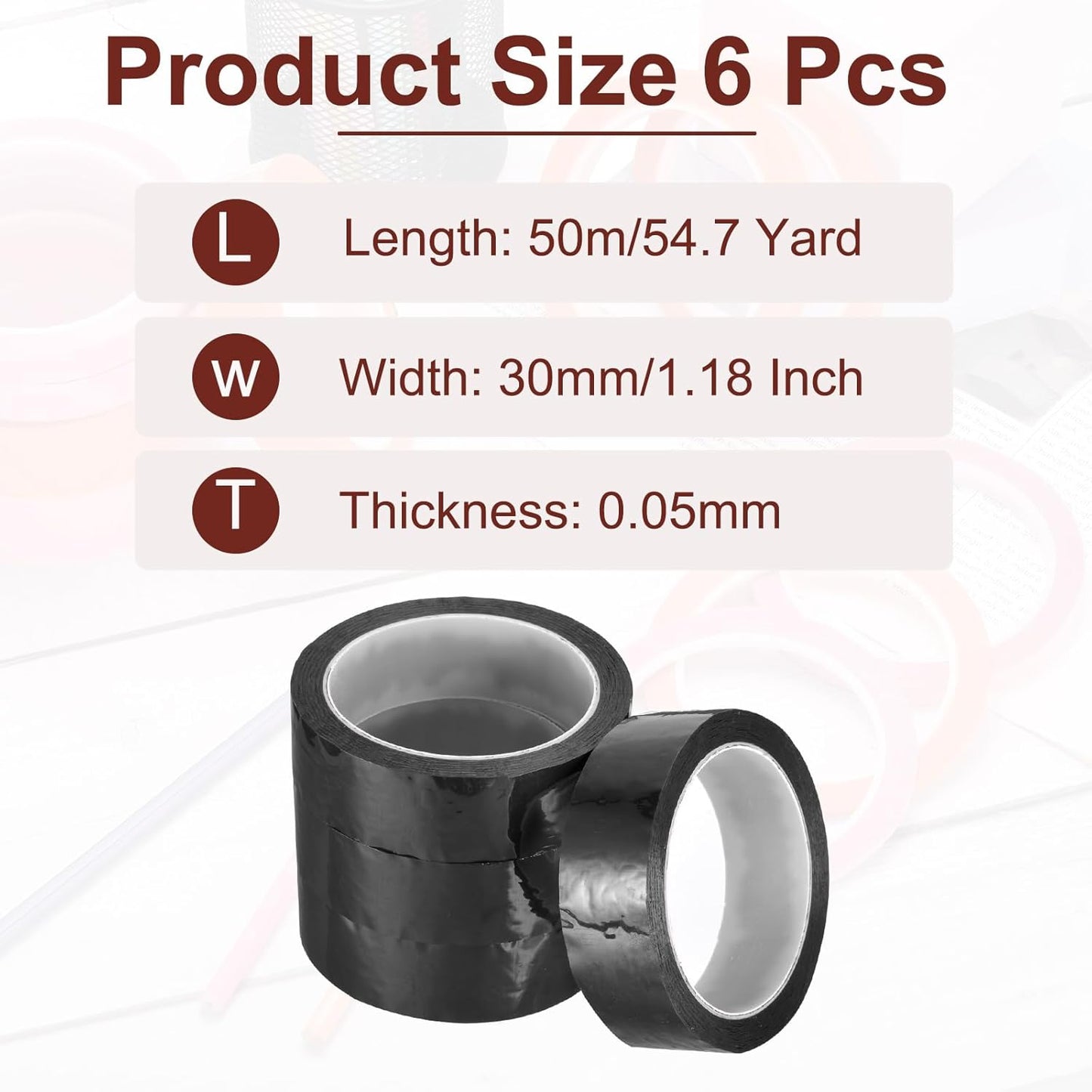 MECCANIXITY 6 Rolls Whiteboard Tape Graphic Chart Tape 30mm 54.7 Yard Art Tape Thin Self-Adhesive Pinstripe Tape Masking Tape for Gift Wrapping Craft Supplies, Black