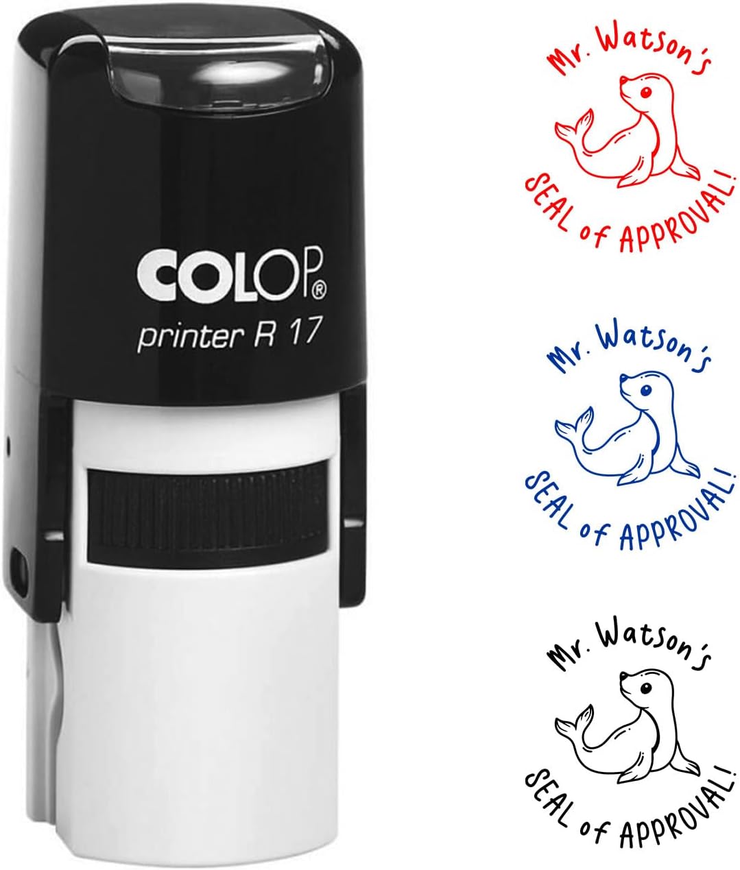 Custom Teacher Stamp - Seal of Approval - 5/8" Self-Inking Round Rubber Stamp for Classroom Feedback & Homework