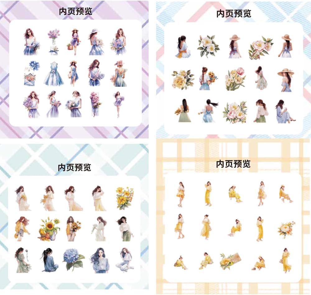 Alideco 120pcs Scrapbook Stickers lit. Drunken Ink and Misty rain Scrapbooking Junk Journal Crafts Embelishment Decoration Diary Stickers (fenfangyouya)