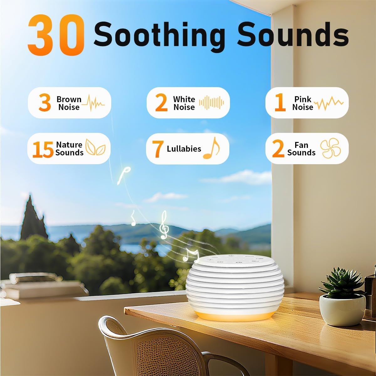 SleeZOO Portable Sound Machine White Noise Machine Sleep Machine with 30 Soothing Sounds 12 Lights 5 Timers 32 Volume Levels Memory Function Rechargeable for Baby Kids Adults and Home Office Travel