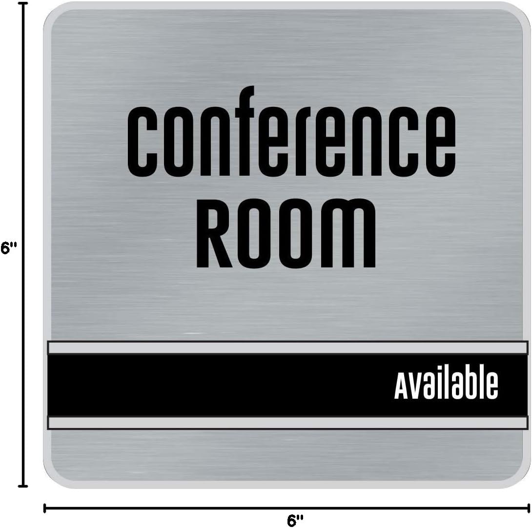 NapTags Conference Room Slider Signs (Silver - Silver Frame, 6" x 6")