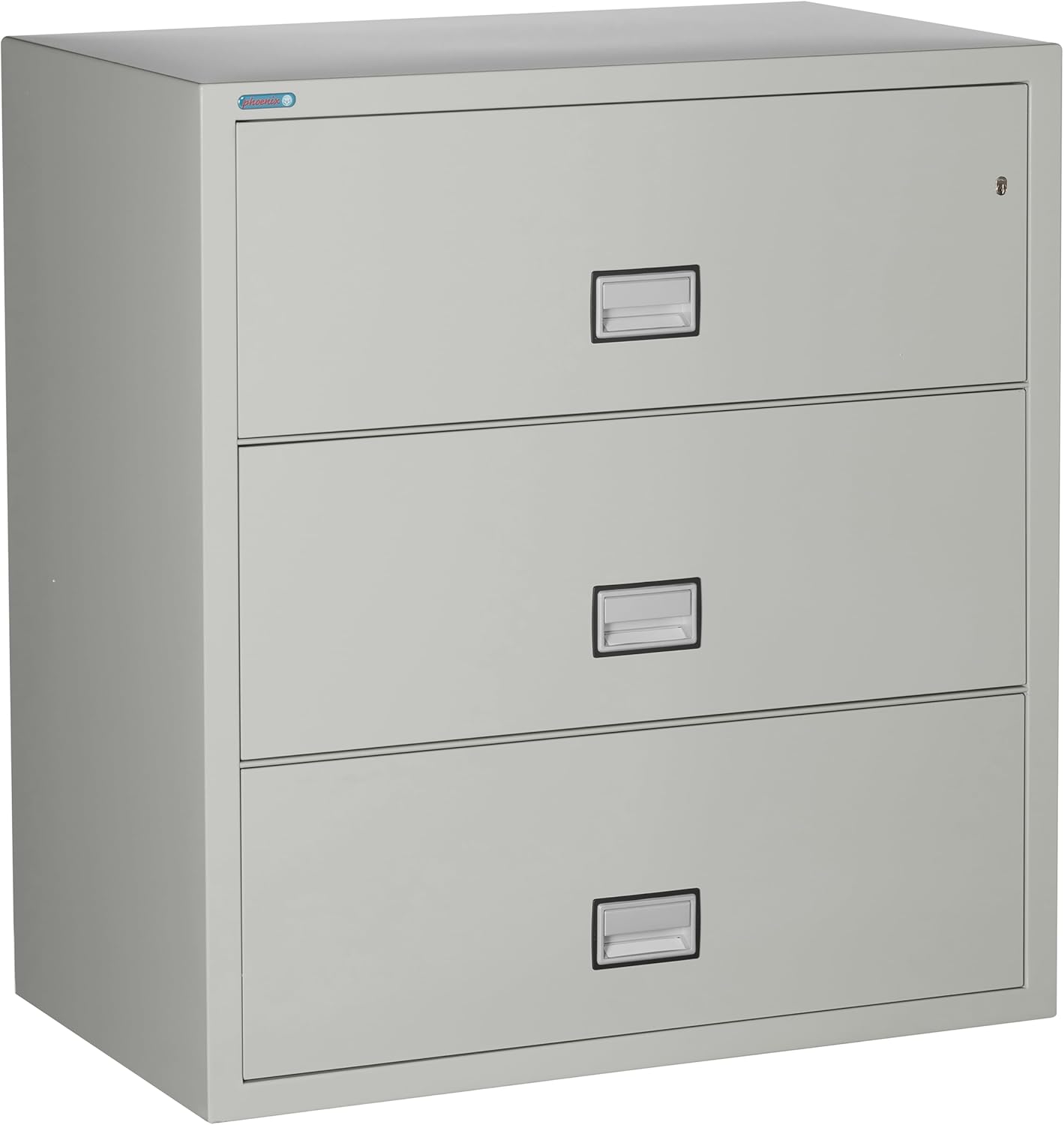 38 inch Wide 3-Drawer Lateral Fireproof File Cabinet – Legal and Letter Size Filing – Key Lock – Water Resistant – Fire Safe and Impact Rated – Light Gray Finish – Model LAT3W38LG
